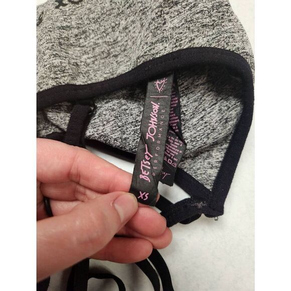 Betsey Johnson Size XS Charcoal Gray Performance Bra  Removable Padding - Picture 3 of 3